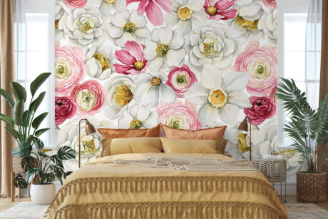 Witte en roze ranonkels