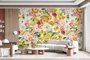 Natuurlijke wanddecoratie met vrolijke tinten