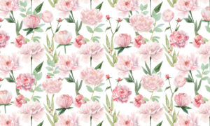 Behang met roze aquarel pioenrozen