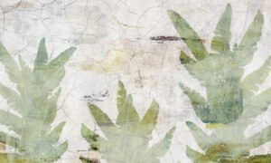 Behang met vintage botanische bladeren op beige achtergrond