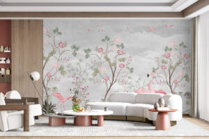 Chinoiserie wanddecoratie met bloemen