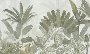 Tropisch behang met palmbladeren