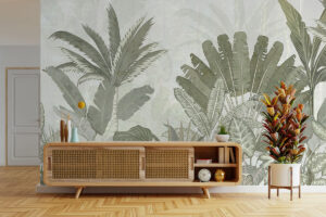 Weelderige wanddecoratie met bladeren