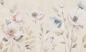 Fotobehang met pastelbloemen