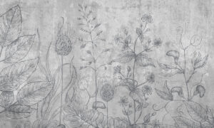 Behang met veldbloemen en grassen