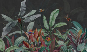 Fotobehang met tropische bloemen