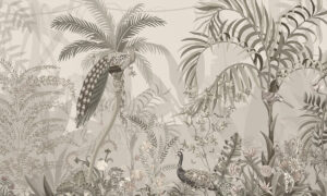 Tropisch behang in vintage stijl