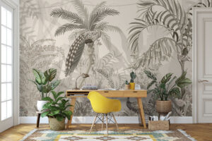 Palmbladeren en vogels motief