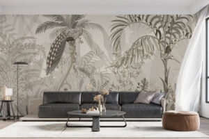 Subtiel exotisch landschap in grijstinten