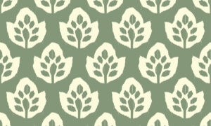 Scandinavisch Ikat bladbehang in saliegroen