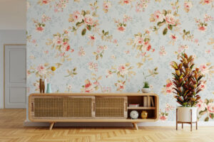 Charmant bloemmotief met roze rozen