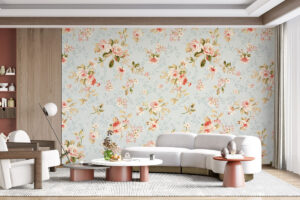 Lichtblauwe achtergrond met vintage rozen