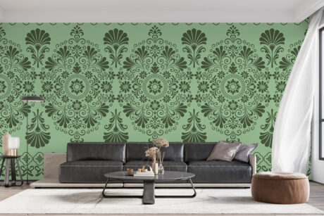 Geometrische bloemenranden groen