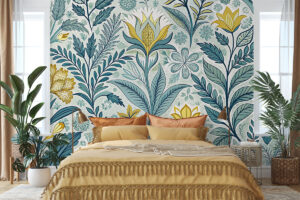 Rijke Morris print in blauwtinten