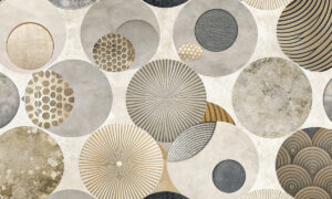 Geometrisch cirkelbehang in grijstinten