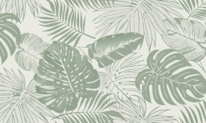 Tropisch bladerenbehang in saliegroen