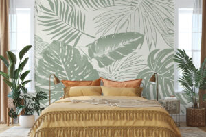 Beige achtergrond met tropische vormen