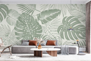 Modern bladmotief in natuurlijke tinten