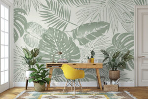 Natuurlijk bladpatroon in saliegroene tinten