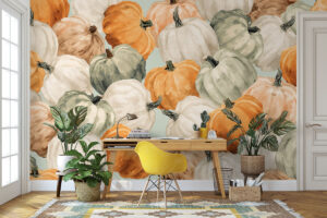 Witte en oranje pompoenen