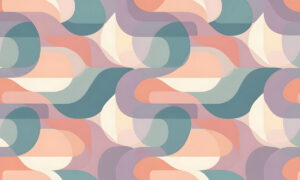 Retro golfbehang in pastelkleuren