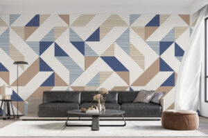 Minimalistisch lijnenspel blauw beige