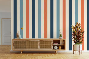 Blauw-koraal gestreept design