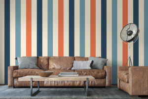 Maritiem patroon met turquoise en koraal