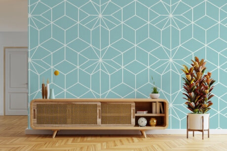 Hexagon design met witte lijnen