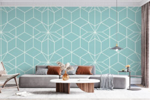 Turquoise en wit patroon met oosterse touch