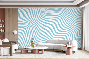 Optische illusie met turquoise golven