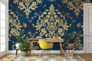 Klassiek ontwerp met diepblauwe basis