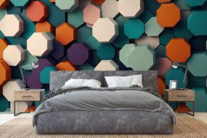 Abstract hexagonaal patroon in levendige tinten