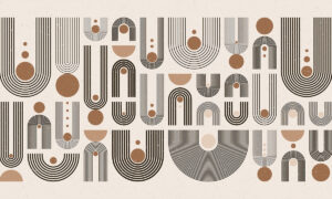 Retro behang met geometrische vormen