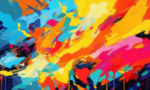 Street art behang met neonkleuren