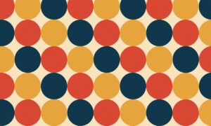 Retro polkadot behang in koraal en marine