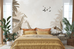 Illustratief safari tafereel met palmbomen