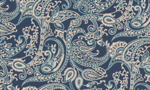 Klassiek paisley behang in marineblauw