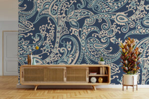 Marineblauwe paisleyprint met klassieke uitstraling