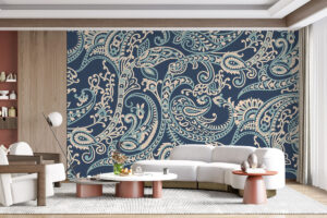 Verfijnd patroon in blauw en beige