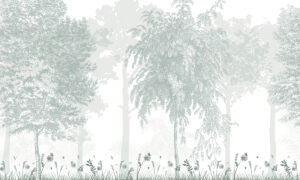 Botanisch bosbehang in saliegroen