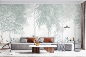 Stijlvol botanisch patroon in eucalyptusgroen