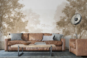 Gelaagd tropisch landschap in taupe