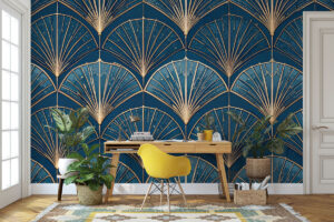 Blauw-goud geometrisch design in Deco stijl