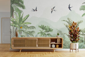 Tropische vogels op beige achtergrond