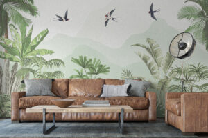 Gedempte groentinten in tropisch ontwerp