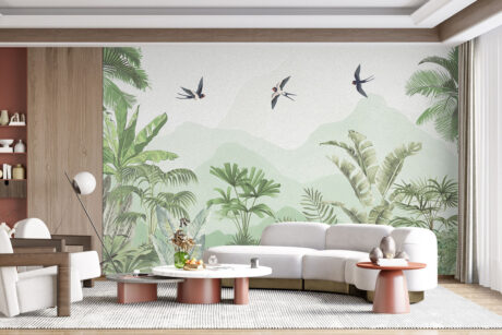 Palmen in zachte groentinten