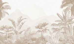 Minimalistisch tropisch behang in beige