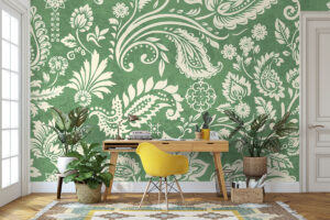 Indiase print in groene en crèmekleuren