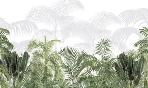 Botanisch regenwoudbehang in eucalyptusgroen